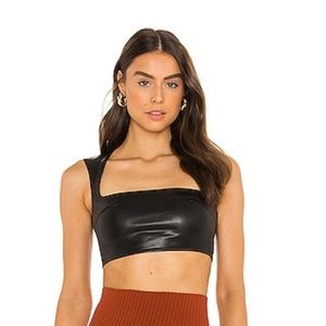 Revolve SuperDown Keilani Leather Top in Black